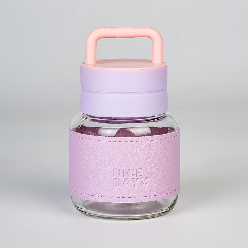 Portable Small Water Glass Glass Juice Glass Portable To Go High Appearance Level Chubby Cup Cute Cup Mobile Phone Holder Cup