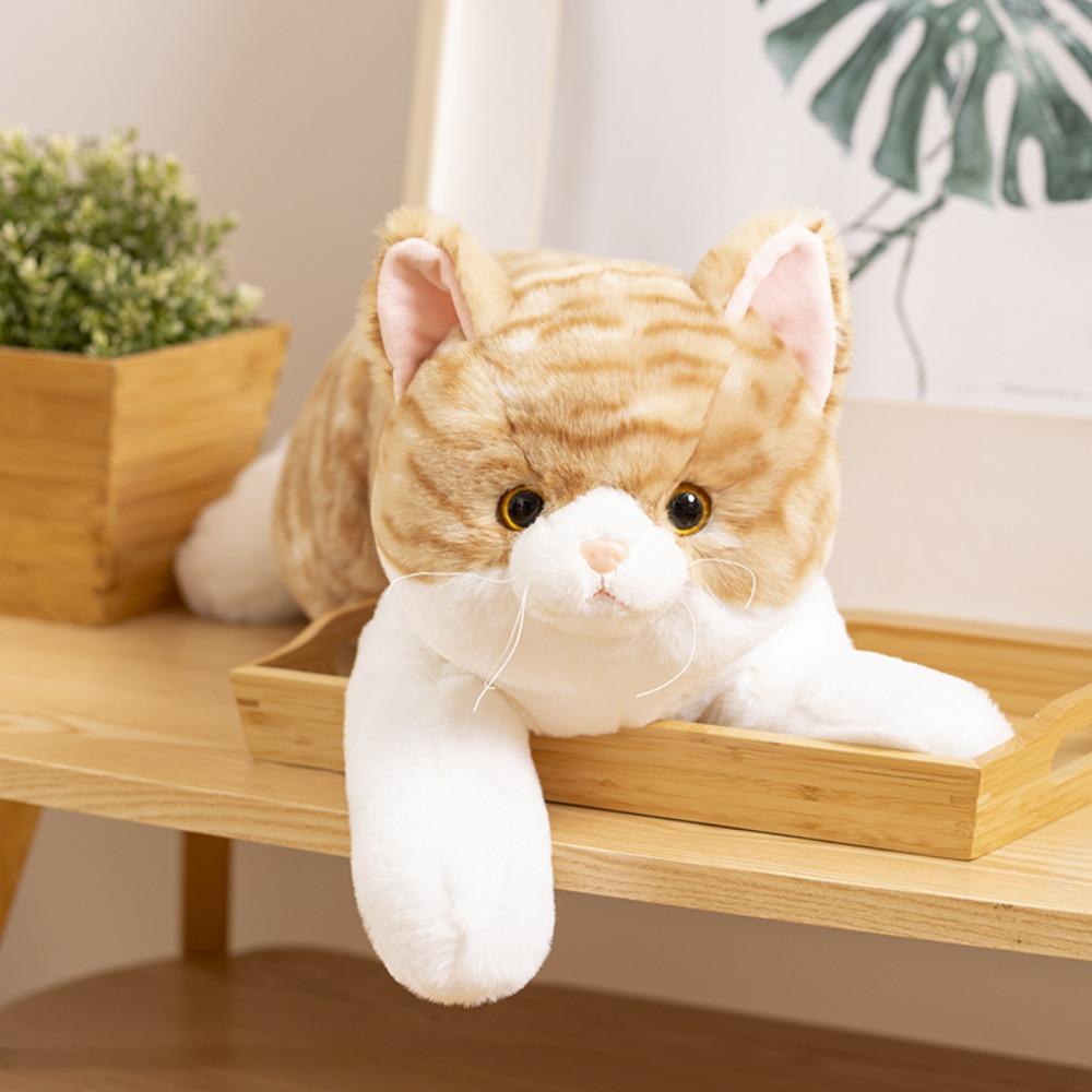 50cm Size Imitation Lying Cat Plush Toys Hairy Texture Realistic Cat Plush Toy Birthday Gift