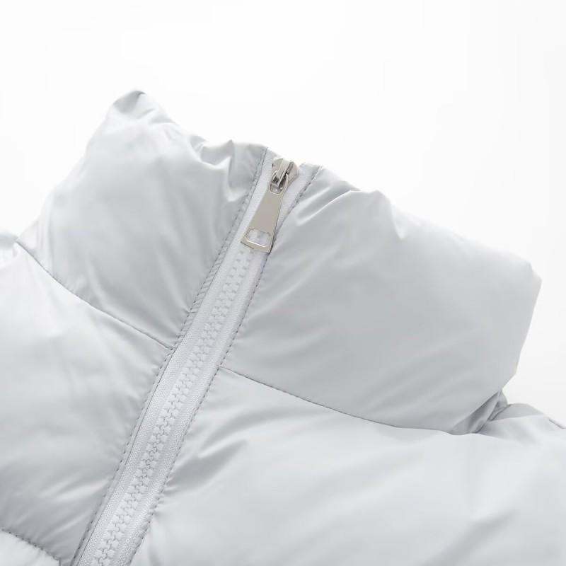 Womens Slim Fit Long Sleeve Puffer Coat Winter Warm Short Cotton Jacket Solid Color Stand Collar Zip Front