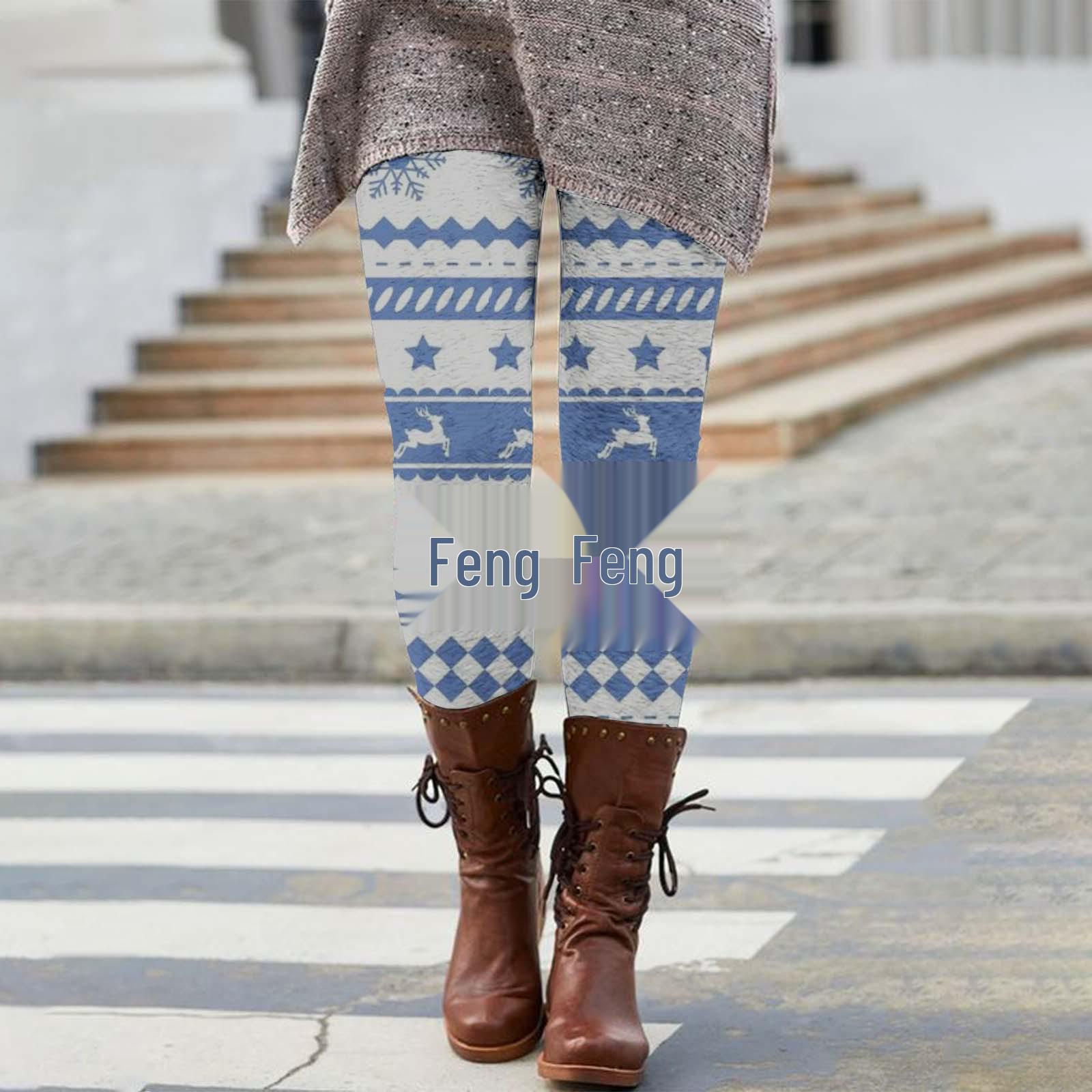 

High-Waisted Fashionable Printed Yoga Leggings for Women 3XL