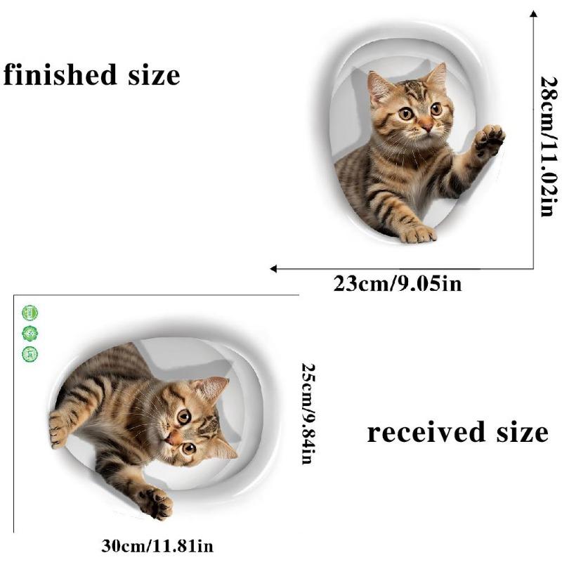 3D Cartoon Vivid Cat Toilet Stickers, Cute Animal Dog Squirrel Toilet Stickers, Bathroom Decoration, Waterproof Stickers