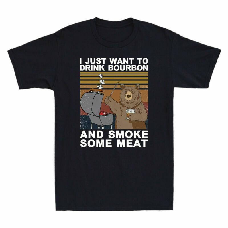Unisexs Vintage Drink And Smoke Want To Tshirt Meat Bourbon Just Some I Bear S