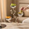 Metal Fruit Bowl with Tree-Shaped Structure Frame Naturethemed for Entryway