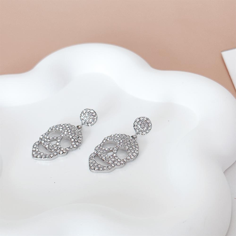 Halloween Skull Funny Ear Stud Scary CZ Dangle Earrings Heads Zircon A Holiday Party Earrings For Women Girls A gift