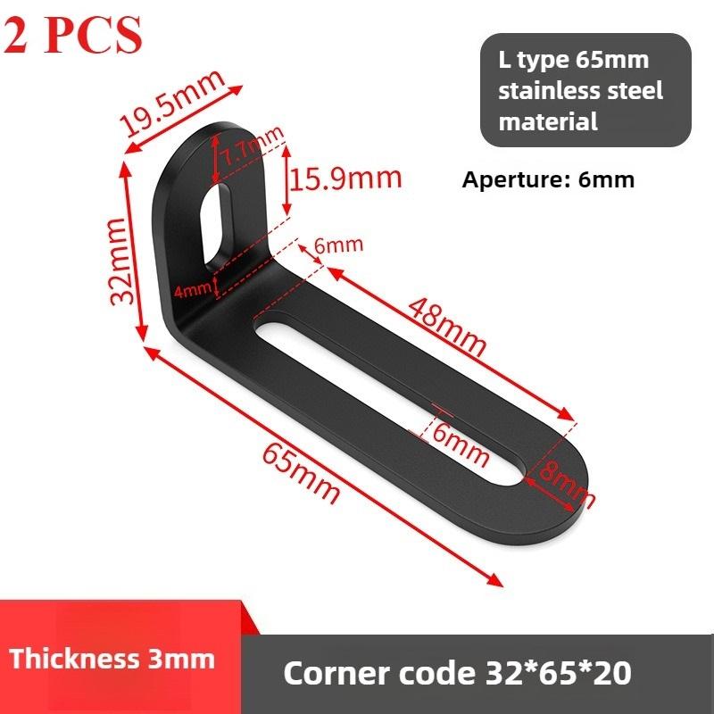 Black Stainless Steel Adjustable Angle Code Long Hole Activity 90 ° Right Angle Furniture Fixer L-shaped Shelf Bracket Connector