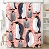 Pink and White Penguin Shower Curtain Set Waterproof Bath Decor for Kids Room 3D Printed Fabric Available in Different Sizes Fas