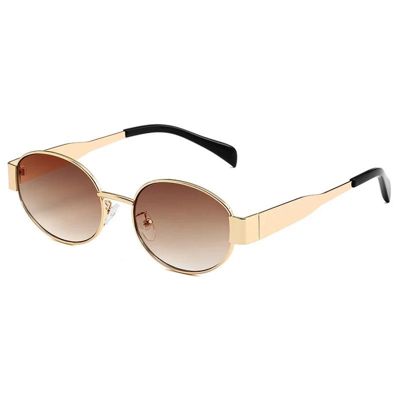 New Oval Sunglasses for Women Men Trendy Metal Frame Sun Glasses Classic Shades Lentes De Sol Mujer