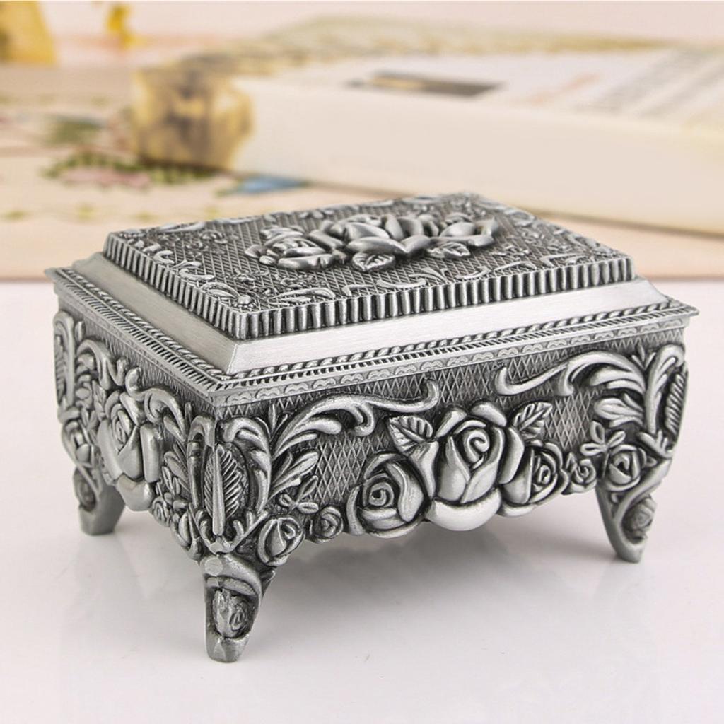 Vintage Jewelry Storage Box Alloy Decorative Large Capacity Jewelry Box for rrings Rings
