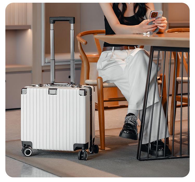 Lightweight 18-Inch Aluminum Carry-On Trolley with Quiet Wheels, Sturdy and Durable
