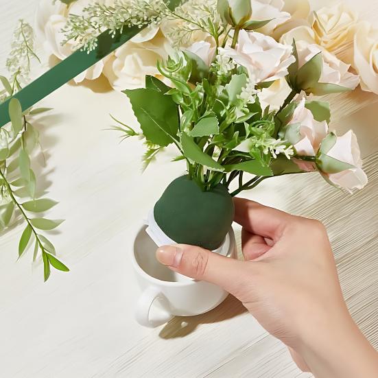 Mini Round Floral Foam Holder Green Flower Arrangement Foam Blocks with Wire for Wine Bottle Decor Wedding Birthday Table Centerpiece