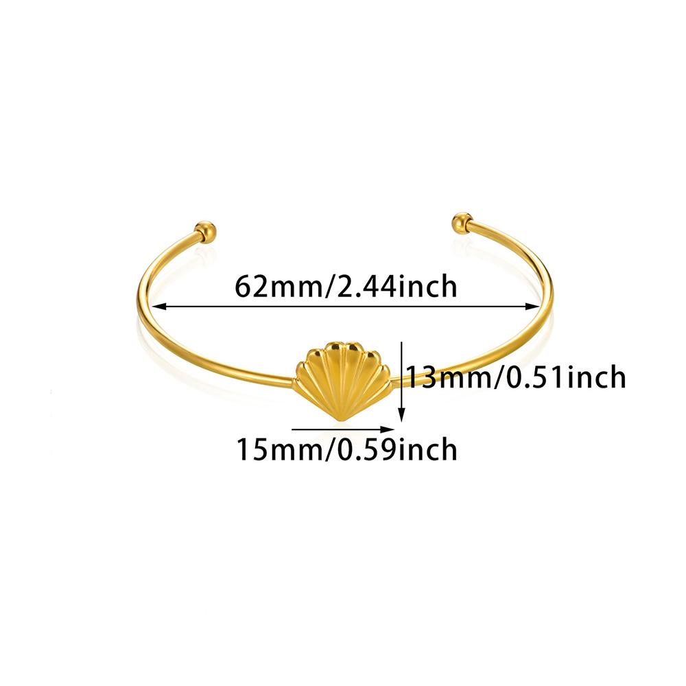 Hugging Stainless Steel Bracelet For Women Gold Color Shell Summer Waterproof Cuff Bangles Bracelets Flower Jewelry Accessories