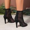 Fashion Spring Mesh Ankle Sandals Boots High Heels Sexy Booties Peep-toe Pumps Lady Party Shoes