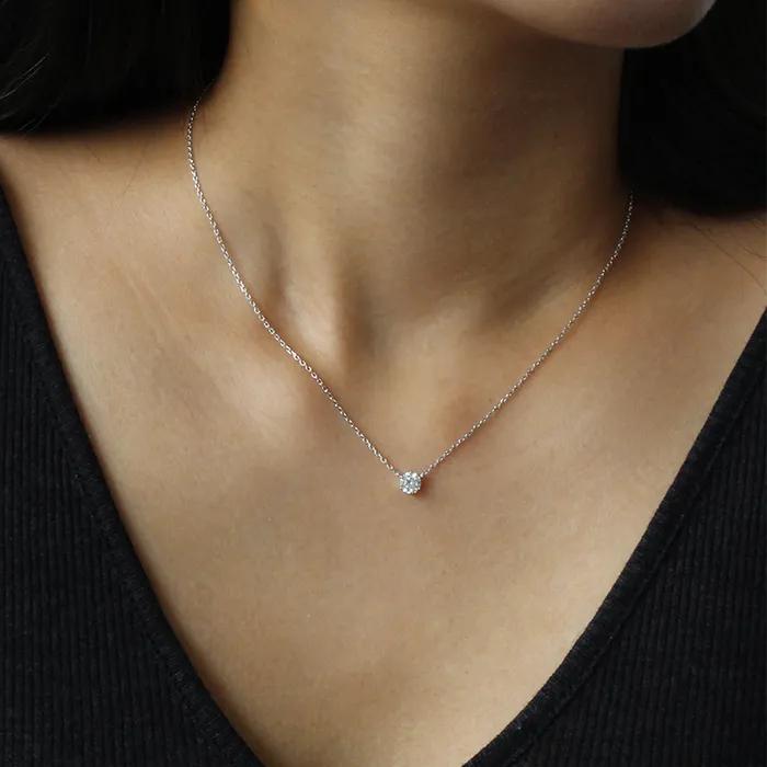 [White gold] Basic Cubic Necklace (XL)
