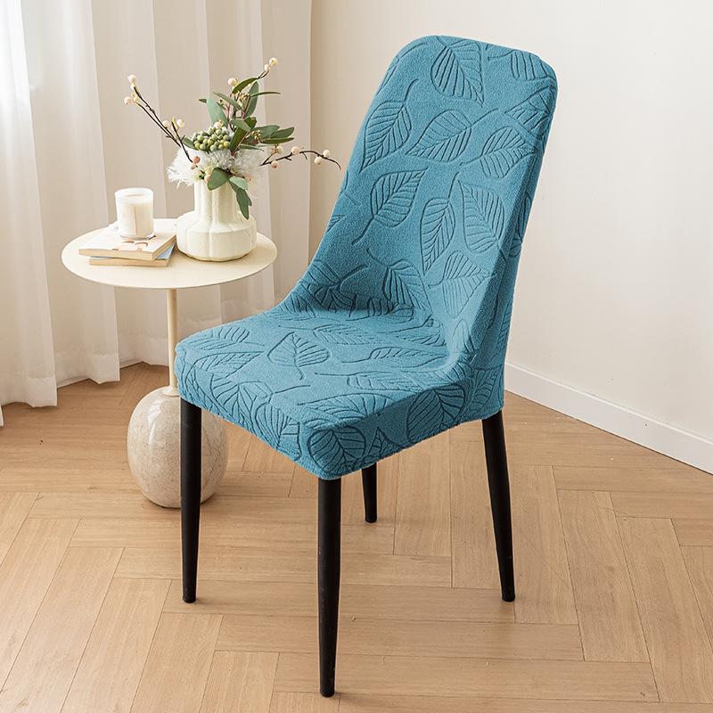 New 3D Leaf Curved Chair Cover Elastic Household Stool Cover Four Seasons Universal Dust-proof Jacquard Dining Chair Cover