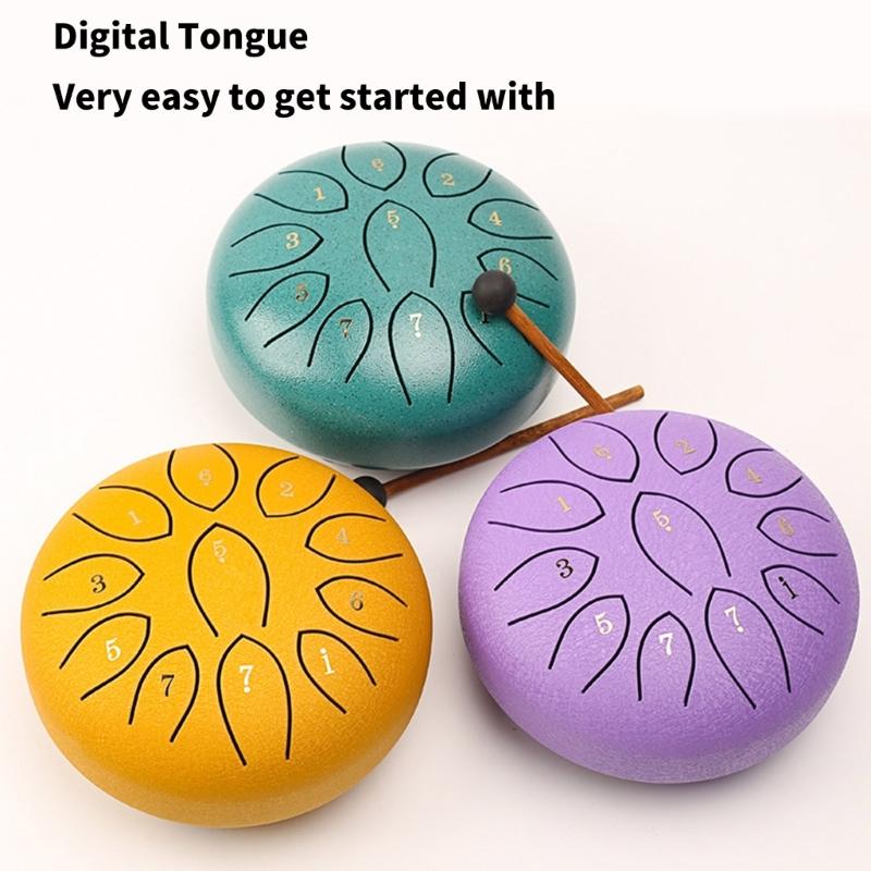 Ethereal Drum Percussions Instrument 11 Note Steel Tongue Drum for Adults Beginner Kids Handpans Drum with Drumstick