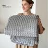 Thermal Insulation Blanket for Autumn Waffle Textured Fleece Throw Blanket, Solid Color Milk Flannel Grid Cut Warm Plush Couch Soft Cozy Bed