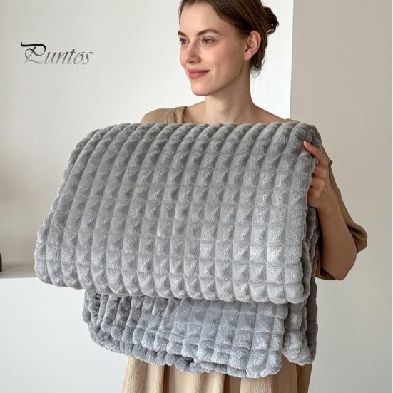 Thermal Insulation Blanket for Autumn Waffle Textured Fleece Throw Blanket, Solid Color Milk Flannel Grid Cut Warm Plush Couch Soft Cozy Bed