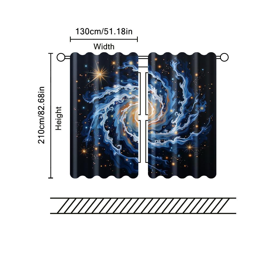 Filtering Curtains Excluding Rods Non Movable Without Batteries Blue Sky Galaxy Use Bedrooms Living Set Of 2 Made Polyester Bedroom Decor
