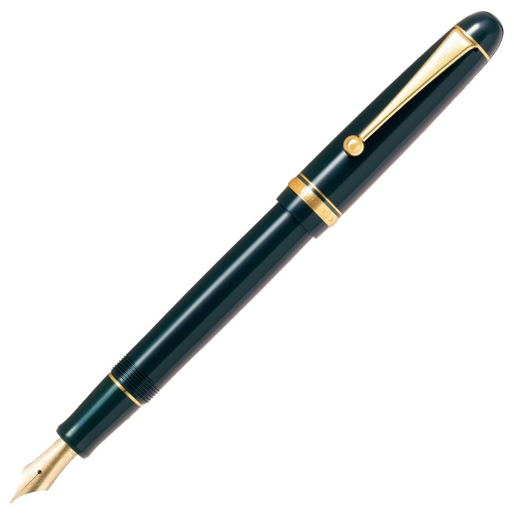 PILOT Custom 74 Fountain Medium Nib Dark Green with Black 14K Gold Pen, (Medium), Nib, FKKN12SRDGM, Nib.