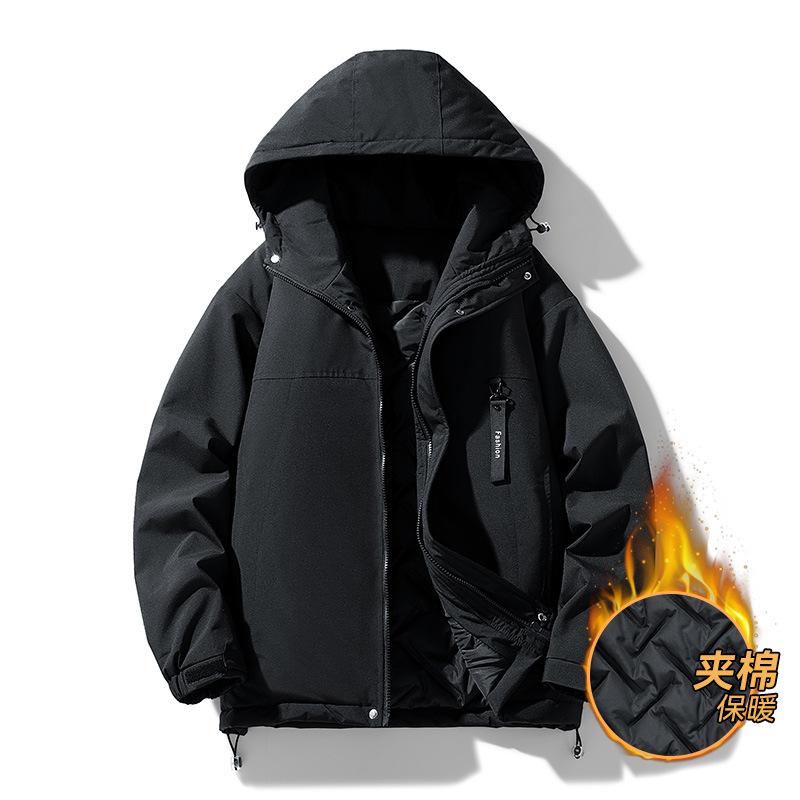 Jackets Hooded Men's Loose Solid Color Large Size Work Clothes Autumn Tops Men's and Women's Waterproof and Windproof Couple's Jackets