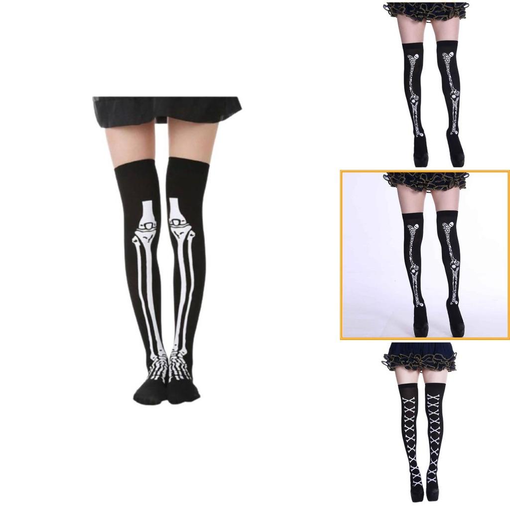 Hengzhou Halloween Skeleton Ghost Thigh-high Stockings Ultra-thin Breathable Sweat-absorbent