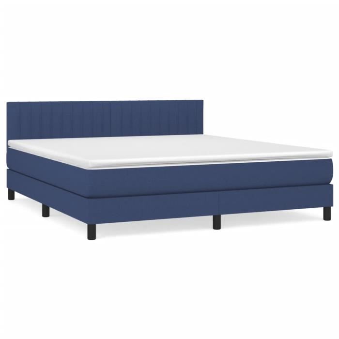 3140231 vidaXL Lit à sommier tapissier avec matelas Bleu 160x200 cm Tissu