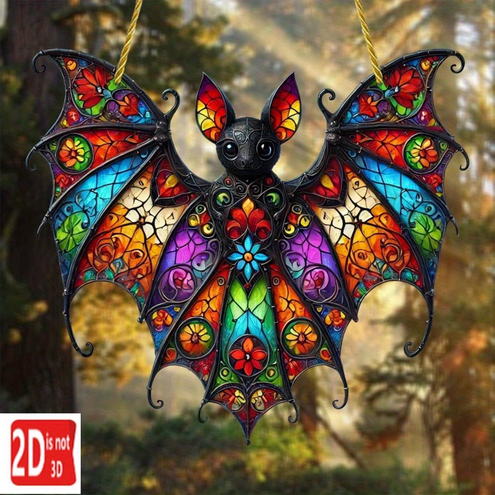 

A stunning 2D colorful bat pendant, suitable for Halloween decoration, wall art decoration, outdoor decoration чистый