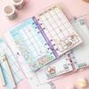 Loose Leaf Notebook Portable Cartoon Kawaii Daily Agenda Diary Scrapbooking Journal Stationery School Supplies Students Notepad(Purple)
