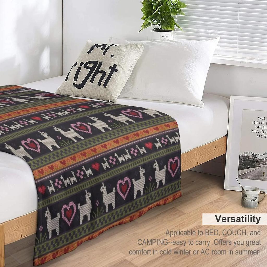 Llama Knit Throw Blanket throw blanket for sofa sofa bed Furry Blanket Quilt Blanket