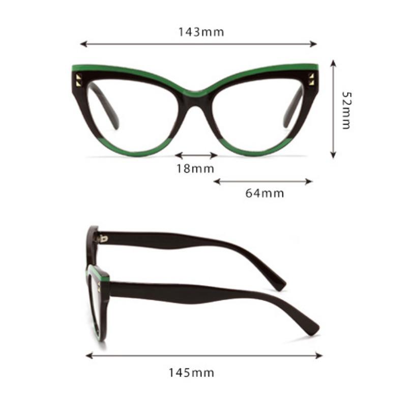 Fashion Rivet Anti-blue Light Cat Eye Reading Presbyopia Glasses Women Oversized FULL Frame Trendy Far Sight Eyeglasses