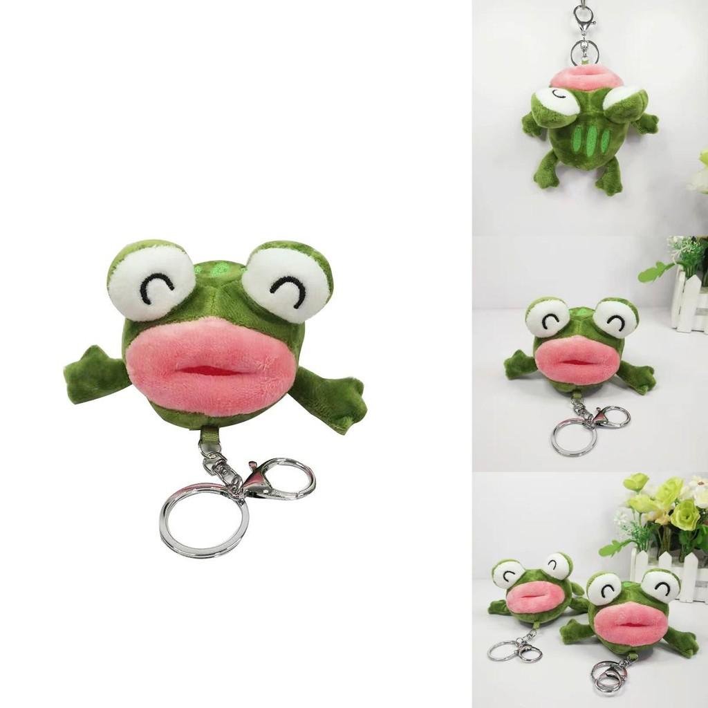 Super Soft Adorable Cartoon Frog Plush Keychain Green Stuffed Doll For Gift Giving