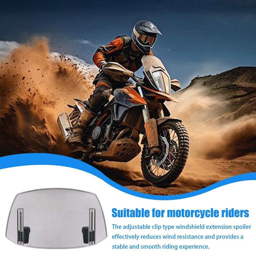 Universal Motorcycle Windshield Extension Adjustable Spoiler Clamp-On Windscreen Deflector Front Accessories Modification
