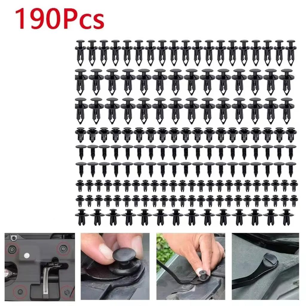 Kit di 190 Pezzi di Clip in Plastica per Paraurti Auto, Chiodi di Fissaggio, 6 Stili di Fermagli di Ritenzione in Plastica, Rivetti a Spinta per Carrozzeria Auto