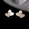 Korean Sweet Heart Zircon Love Heart Earrings: Exquisite, Fashionable Jewelry for Women