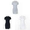 Sommer Sexy Bodycon Kleid Mit Polokragen Kurzen Ärmeln Gestrickter Stoff Für Clubwear