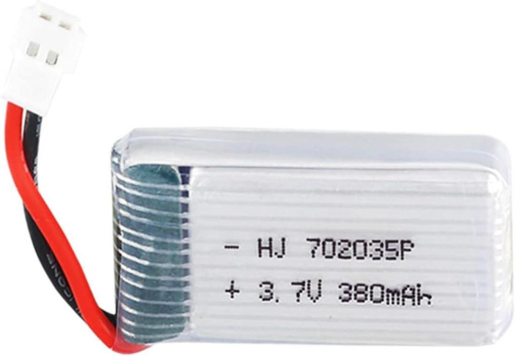 2x LiPo Batteries 3.7V 380mAh with USB Cable – Compatible with Hubsan X4 H107C H107D H107L, Syma X11 X11C, HS170 – for RC Quadcopters and Helicopters