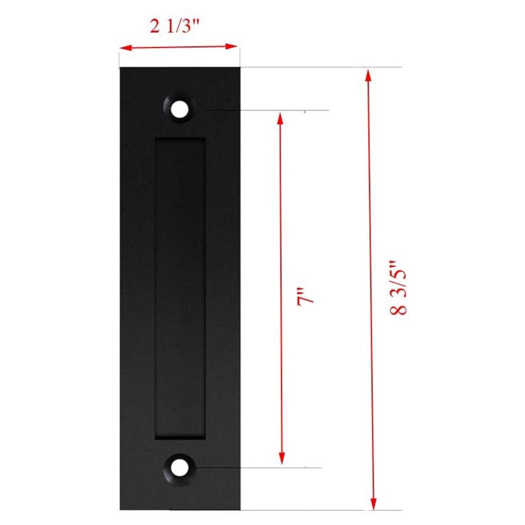 8-3/5\'\'Flat Black Flush Sliding Barn Door Finger Pull Handle Hardware