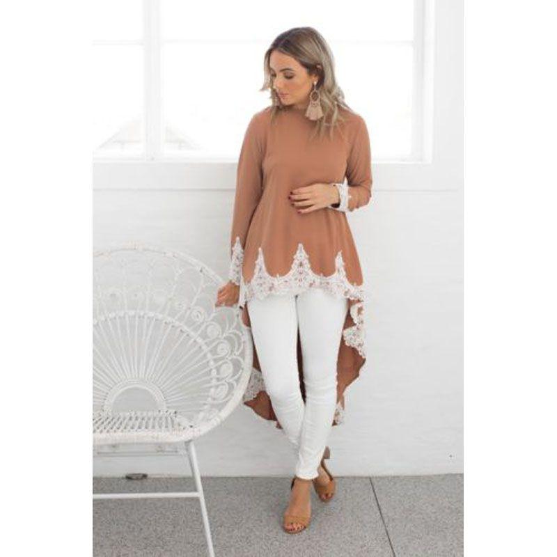 Womens Long Sleeve Lace Ruffles Asymmetrical Casual Tops Shirt Blouse Mini Dress Perfect For Every Occasion And Season