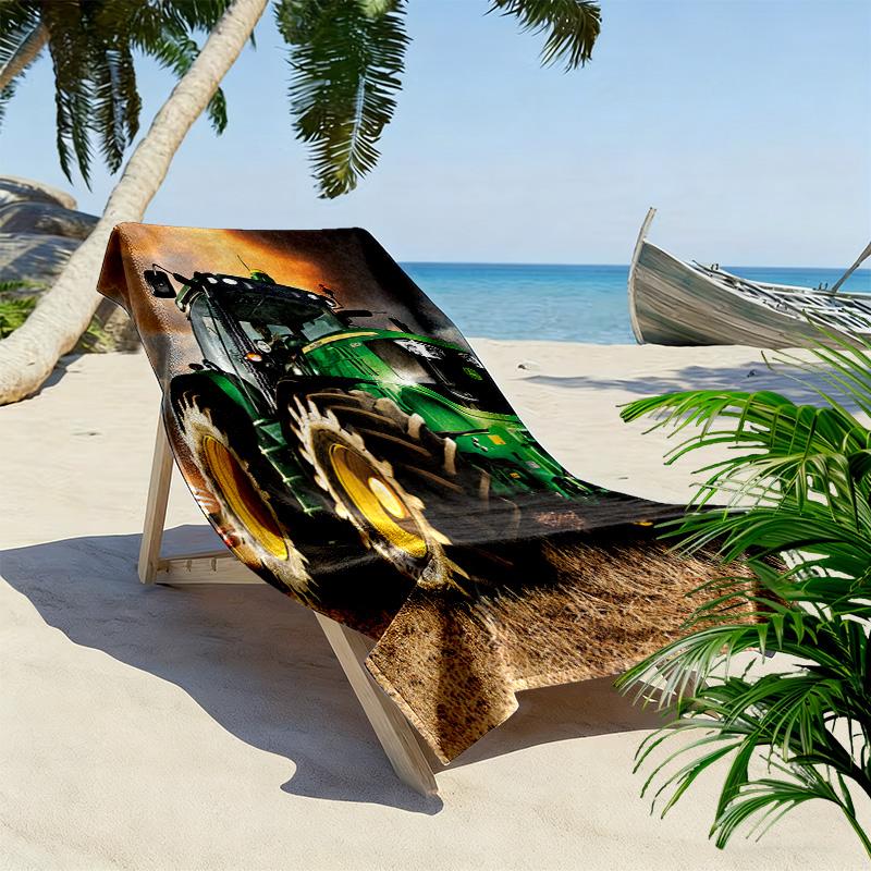 Tractor Truck Print Beach Towel, Large Soft Quick Dry Towel for Beach Camping Swimming