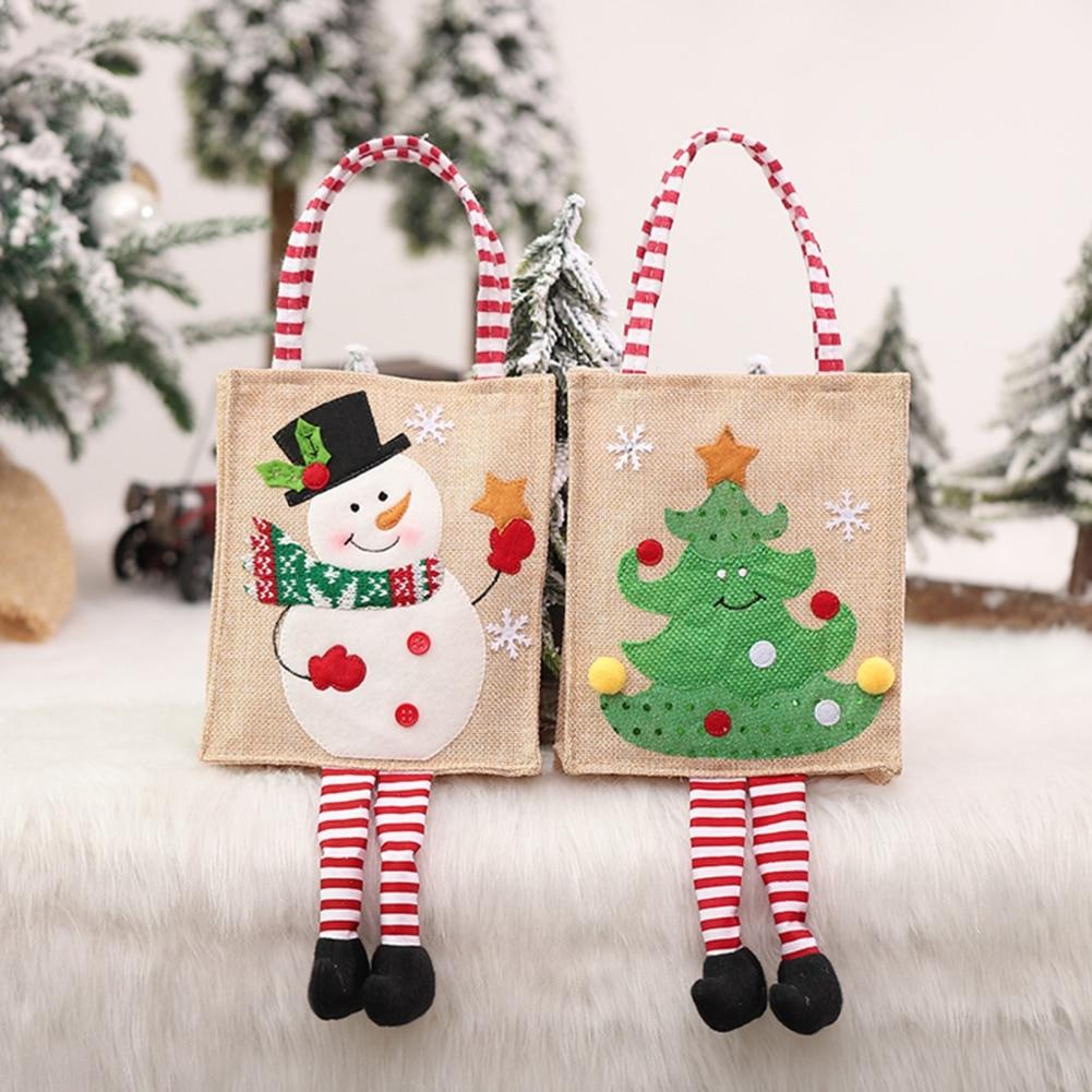 Dekoracja świąteczna Śliczna maszyna lniana Haftowana torba na ramię z prezentem stóp Torba na cukierki Choinka