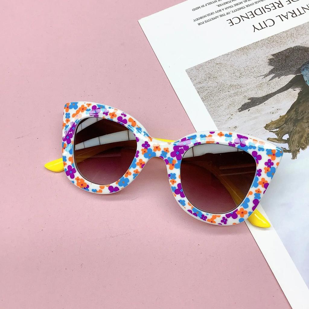 Girls Boys Cute Floral Printing Sunglasses Outdoor Sun Protection Children Lovely Vintage Glasses Classic Kids Eyewear Goggles