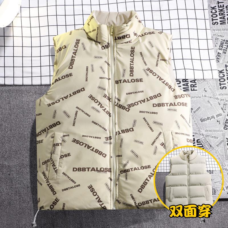 

Двусторонний жилет мужской осенне-зимний новый жилет с воротником-стойкой свободного кроя, трендовый, приталенный, красивый молодежный терможилет 6XL хаки