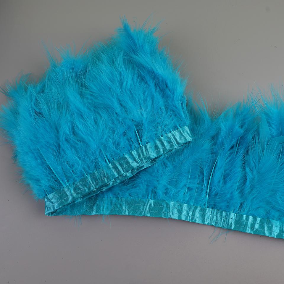 FeatherTurkey Feather Fringe 4-6inch Colorful Marabou Feather Tape for Handiwork Clothes Dress Handmade Cloth Strap Home Decoration