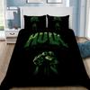 Set Copripiumino Singolo in Poliestere-Cotone con Federa 75x50cm, Personaggio Anime Eroe Hulk per Bambini, Set Biancheria da Letto Reversibile 2 Pezzi
