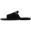 Leather Flat Open-Toe Slide Sandals Men Footwear Black X4P139XR340K001