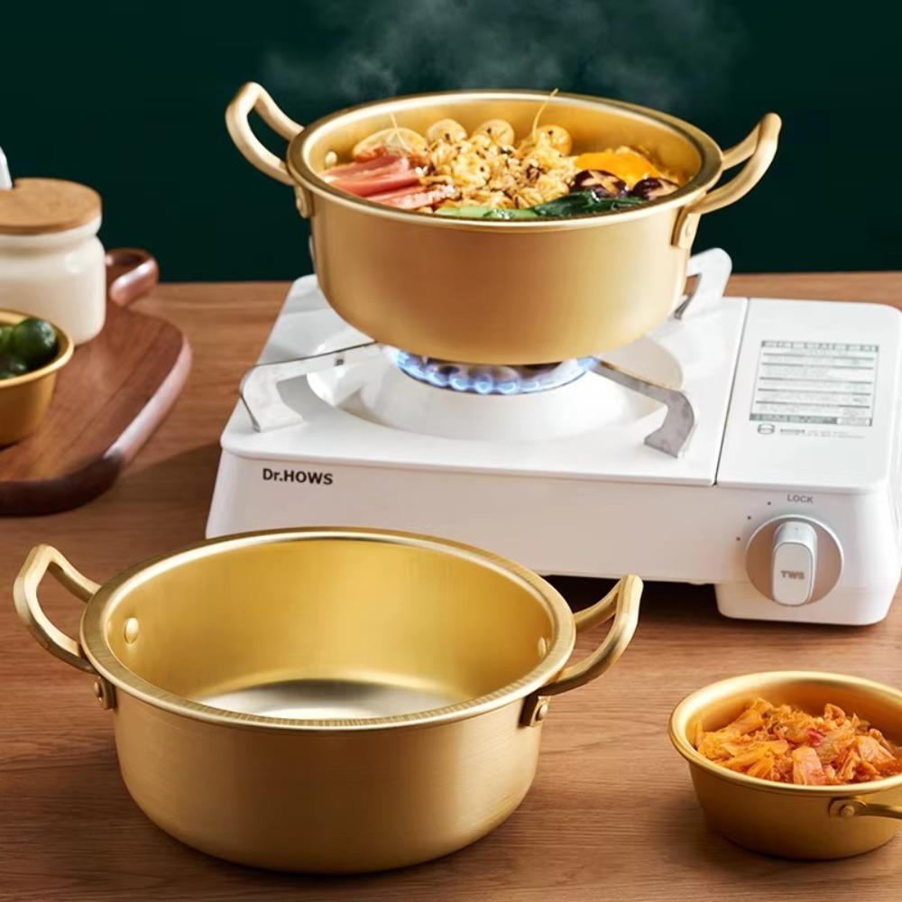 Double Ears with Lid Soup Hot Pot Aluminum Noodle Cooking Pot Ramen Noodle Pot Kitchen Cookware