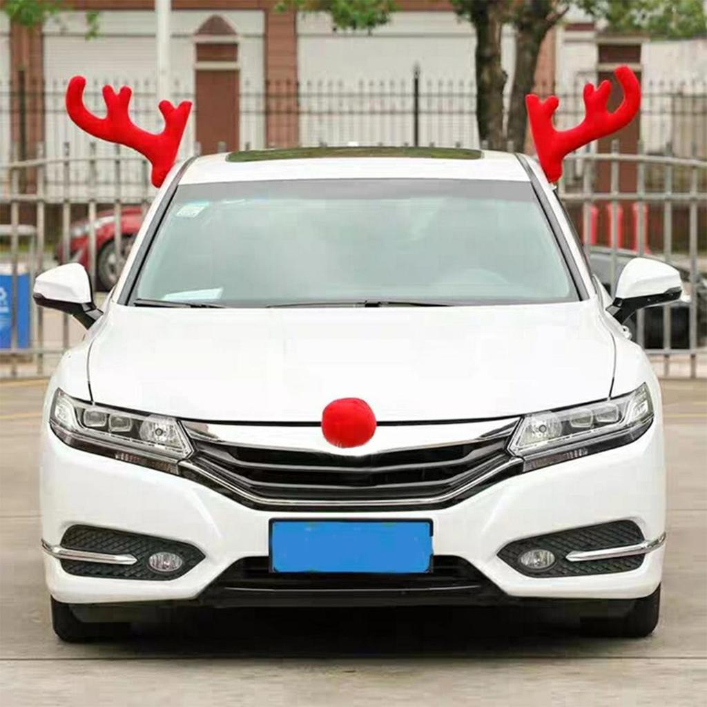 Christmas Car Antlers Christmas Deer Horn Car Kit Elk Antlers Christmas Decoration Car Kit Auto Holiday Accessories