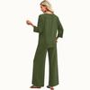 Women’s Casual Loose Fit Round Neck Three Quarter Sleeve Top and Wide Leg Pants Two Piece Set for Everyday Wear