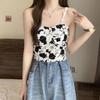Floral Tank Top Halter Crop Tops Women Summer Camis Chest Pad Camisole Fashion Casual Tube Female Sleeveless Cropped Vest