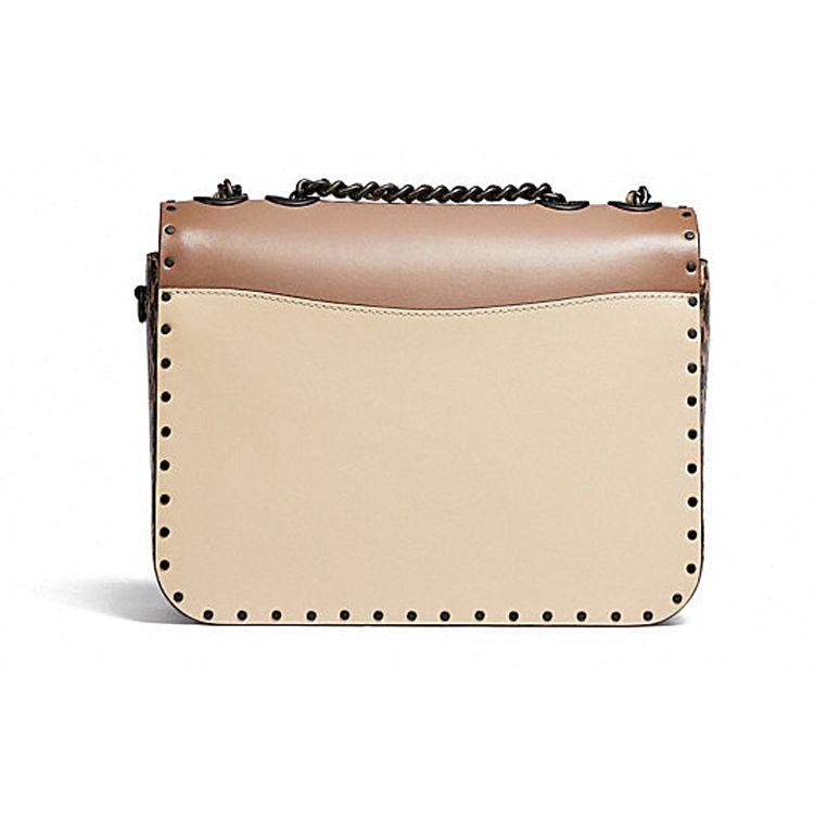 Coach Madison 23 Camellia Metal Buckle Flap Chain Studded Snake Detail Leather Crossbody Bag Medium Women crossbody bag Milk-Tea C3758-V5SNE